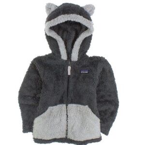 Patagonia Baby Furry Friends Hoody 6-12 Months Gray /Cream